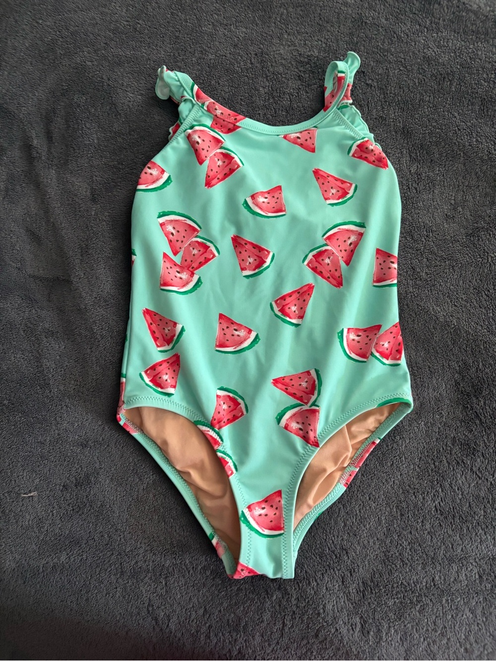 Crewcuts Mint Green One-Piece Swimsuit with Watermelon Print